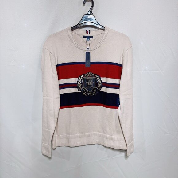 Tommy Hilfiger Men’s Varsity Sweater XL Cotton Pullover Classic Logo Casual NWT - Picture 1 of 8